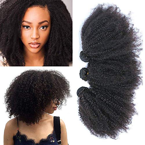 8 8 8 Inch 4B 4C Afro Kinky Curly Human Hair Bundles - Virgin Hair Coily Weave Extensions (Natural Black) for Protective Styles, Braids & Natural Hair Care