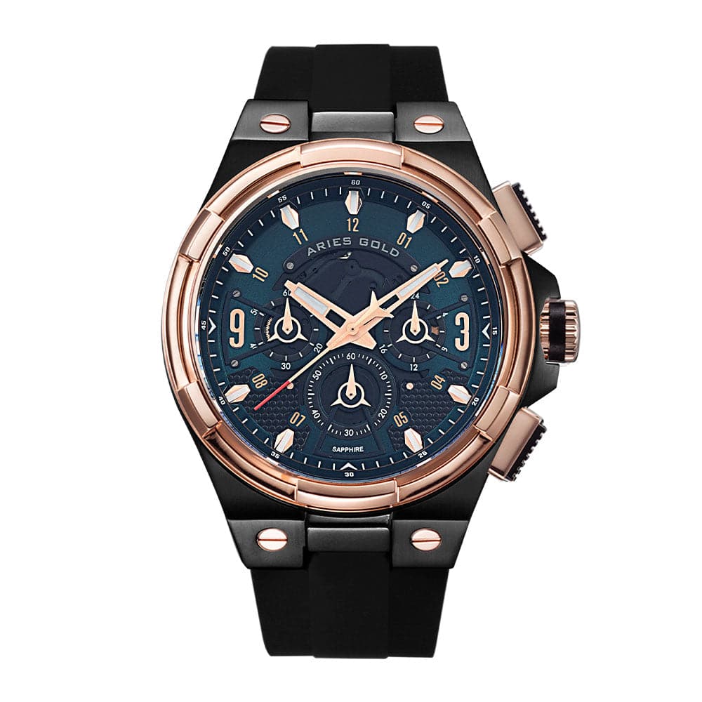 ARIES GOLD Analog Men's Watch with High-Tech Silicon Strap - Lightning Black (Model G 7016 BKRG BKGN) - Stylish & Durable for Casual, Business & Outdoor Activities