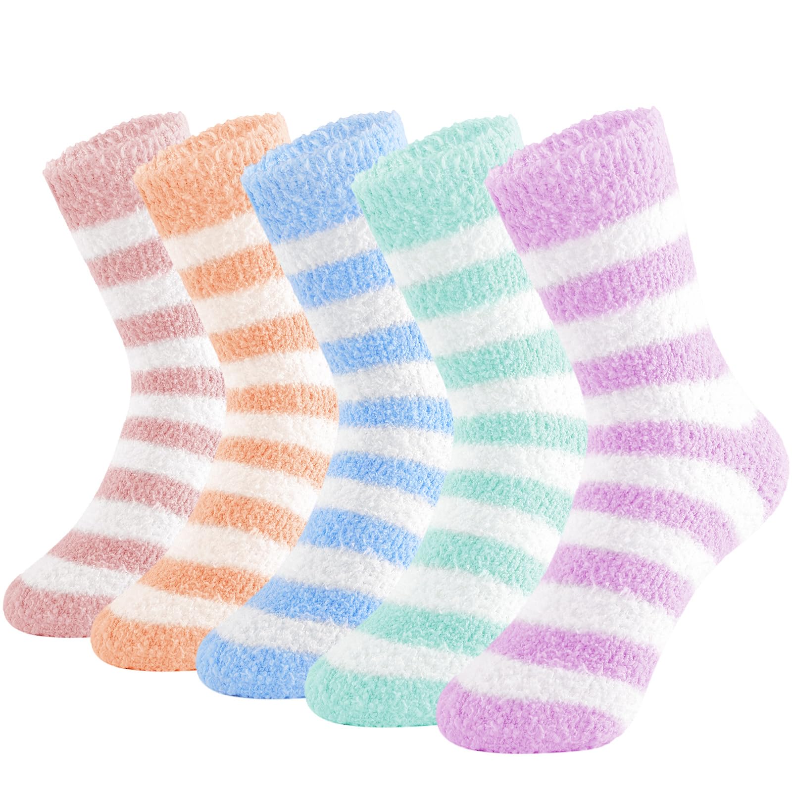**YANGTE Women's Fluffy Fuzzy Slipper Socks - 5 Pairs Ultra Soft Warm Cozy Bed Socks for Winter, Home, Sleeping - Perfect Christmas Gifts for Her, Ladies & Girls**    *(Use for lounging, relaxing at home, keeping feet warm in winter, or as a thoughtful holiday gift!)*