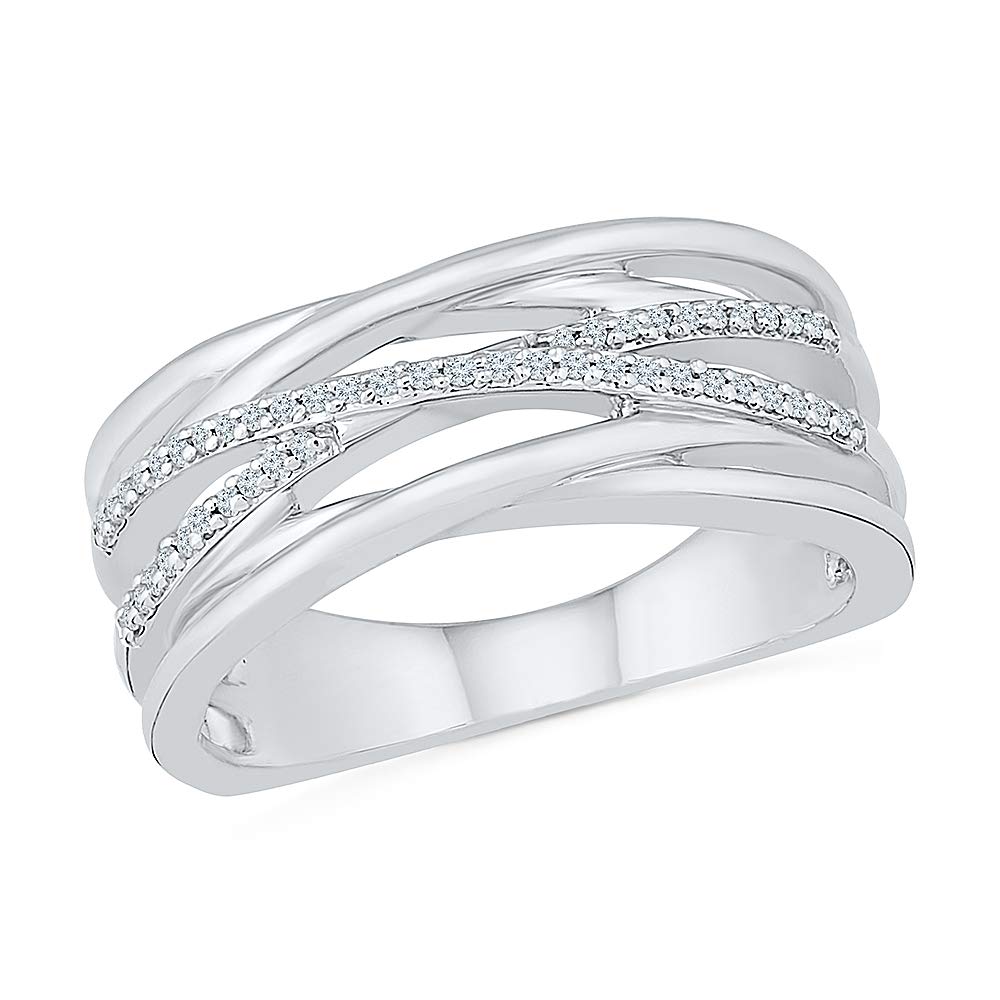 DGOLD 925 Sterling Silver Round Diamond Ring for Women - Elegant White Gold Plated Wedding Band, Anniversary Gift for Her - Perfect for Engagement, Valentine's Day & Special Occasions