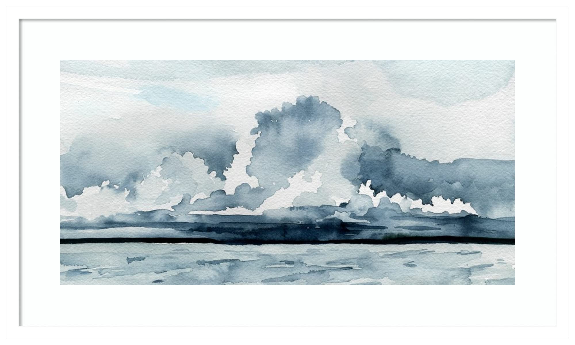 Amanti Art Framed Wall Art Print - 20x33 Passing Rain Storm II Landscape Painting by Emma Caroline | Coastal Decor & Large Poster Artwork for Living Room, Bedroom, Office | Perfect for Home, Beach House & Modern Interior Design