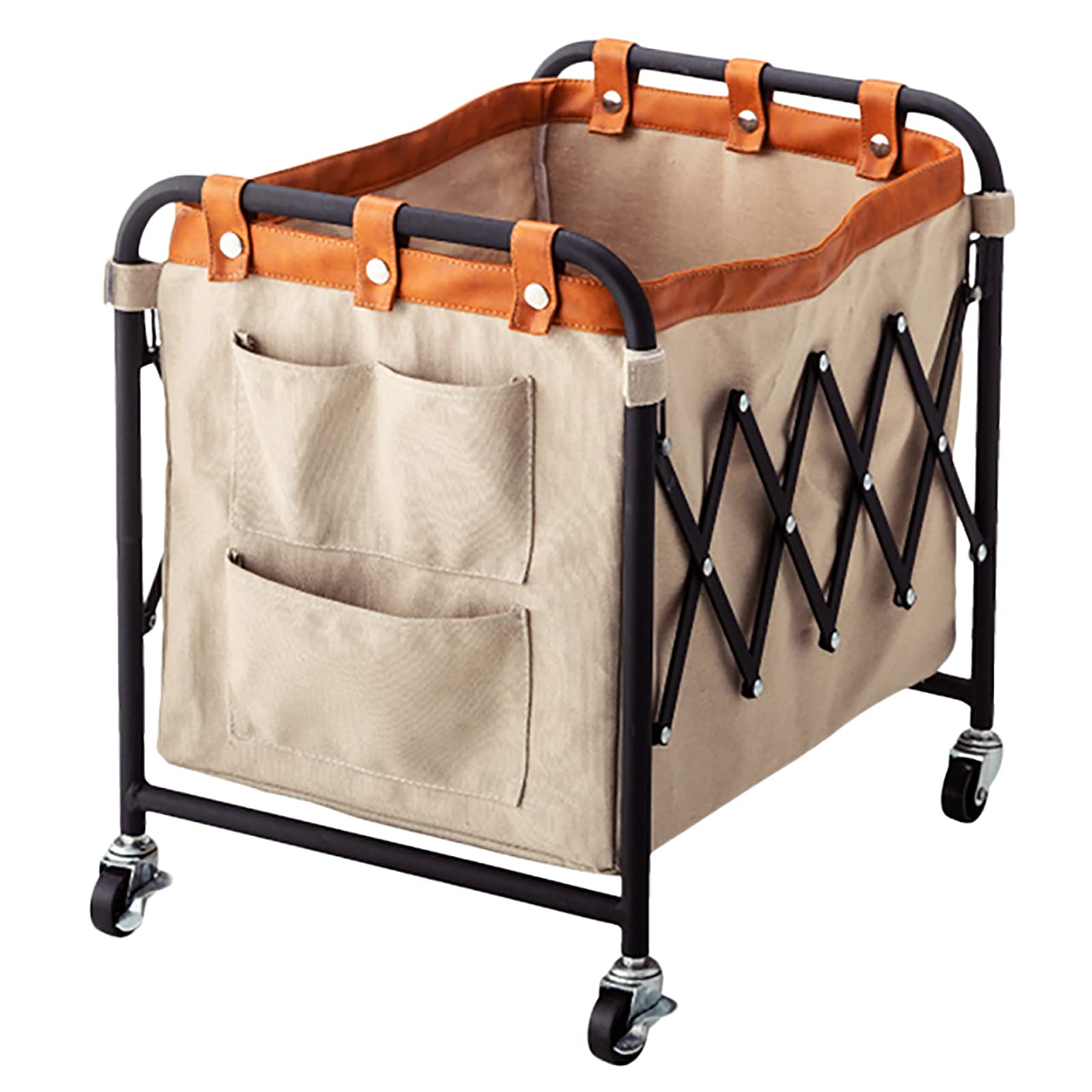 YWQZ Foldable Rolling Laundry Basket with Wheels - Adjustable Commercial Laundry Cart for Home & Business Use | Mobile Storage Basket for Clothes, Toys & Household Items