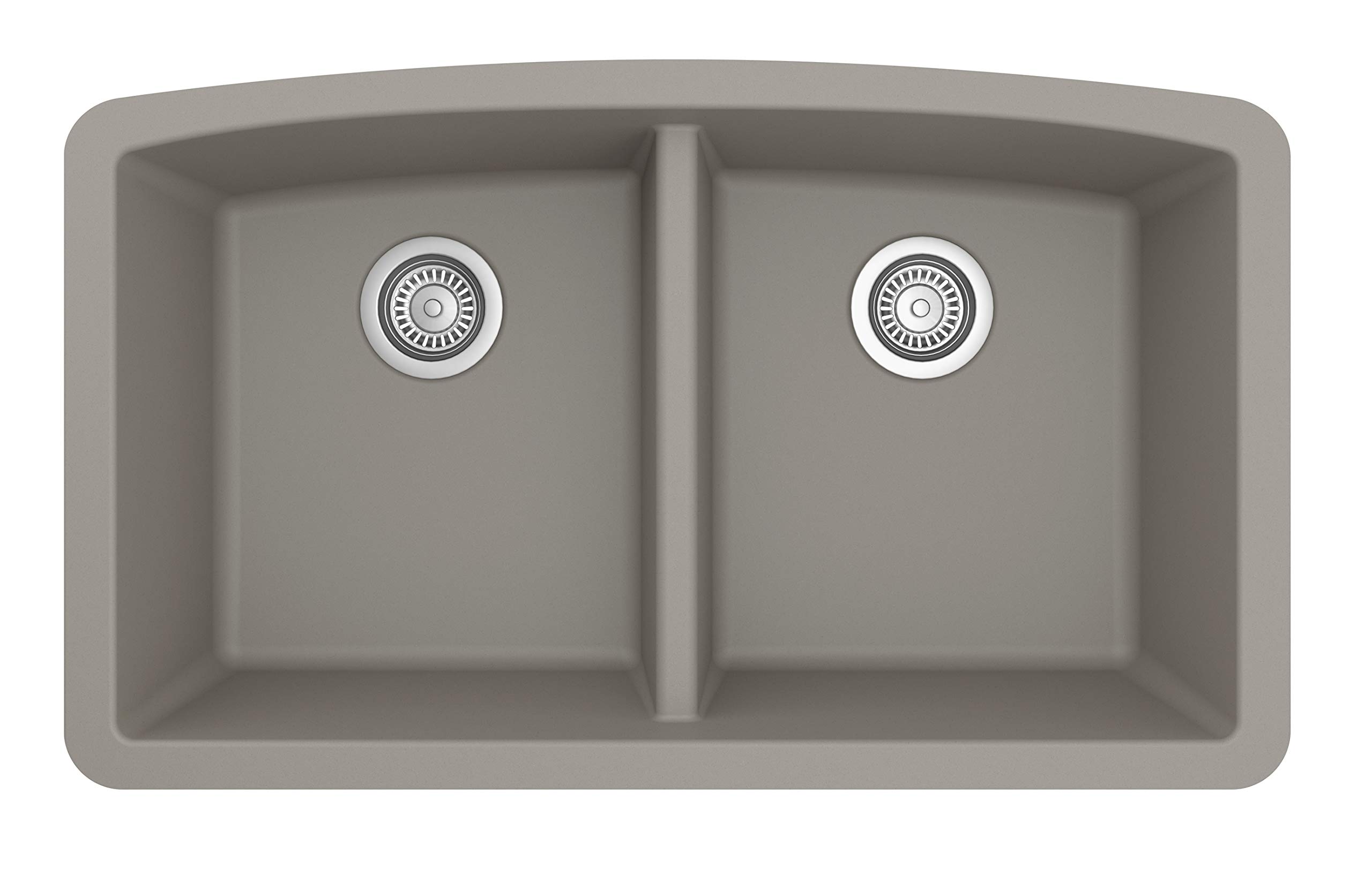 Karran QU-710 Quartz Concrete Double Bowl Kitchen Sink - Durable & Stylish for Modern Farmhouse, Restaurant, and Commercial Use