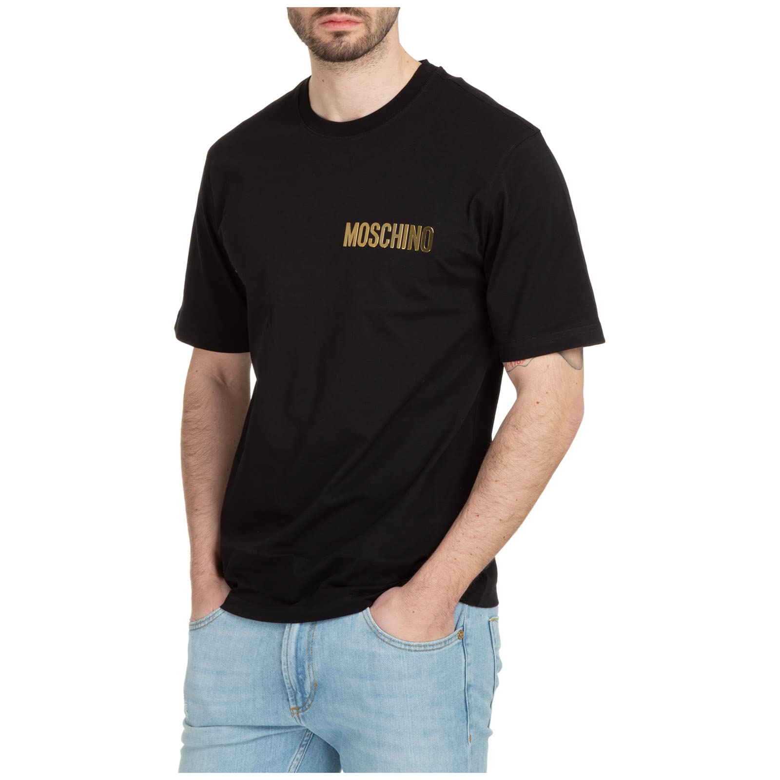 MOSCHINO Men's Black T-Shirt - Premium Cotton Short Sleeve Casual Tee for Everyday Wear, Street Style & Outfits
