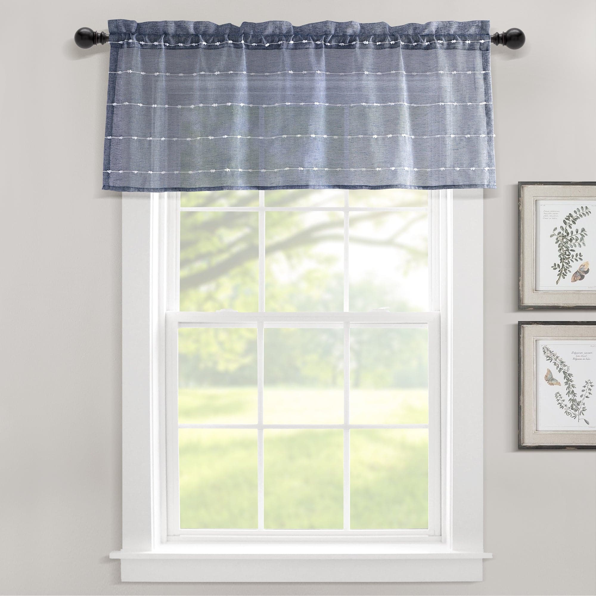 Farmhouse Style Textured Sheer Window Valance - Rustic Curtain Top for Living Room, Bedroom & Kitchen Decor