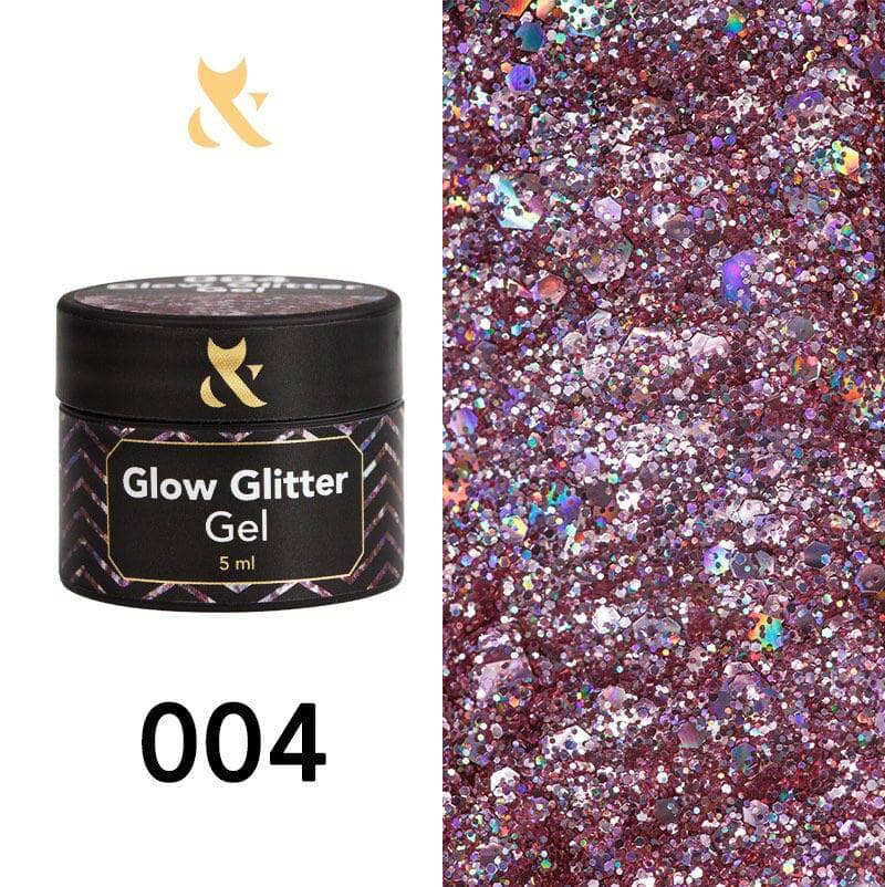 F.O.X Glow Glitter Gel 004 - Sparkling Nail Art Polish for Parties & Special Occasions | Long-Lasting Shine & Easy Application | Perfect for DIY Manicures, Festivals, and Night Out Looks