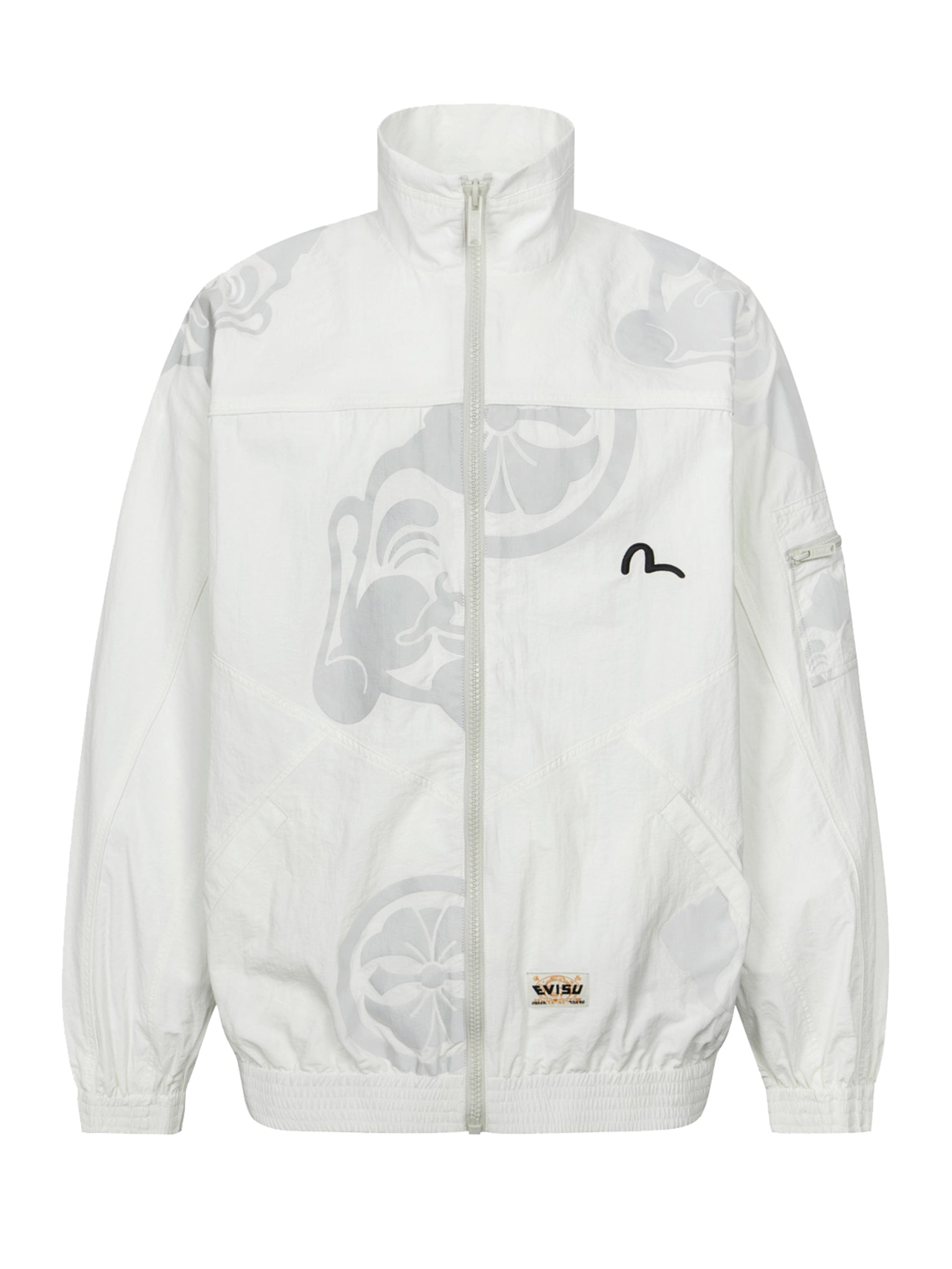 Multi Godhead & Kamon Reflective Print Loose Fit Windbreaker Jacket - Lightweight Waterproof Outdoor Running Hoodie for Men & Women