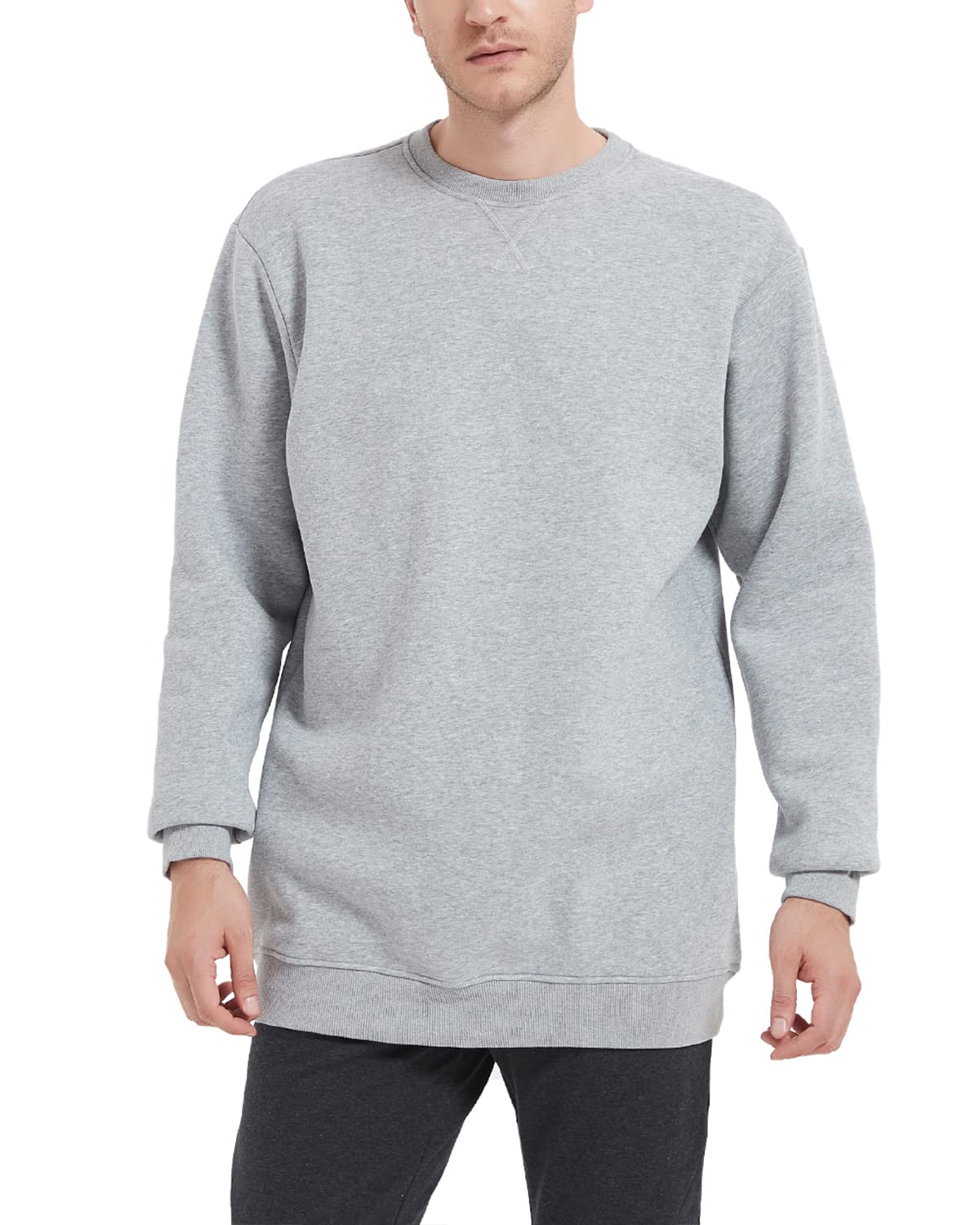 Men's Tall Fleece Crewneck Sweatshirt - Warm Midweight Pullover for Tall Men - Perfect for Casual Wear, Outdoor Activities & Layering in Cold Weather