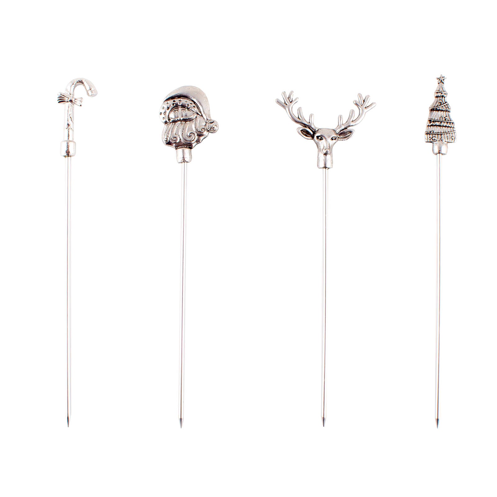 BarConic® Christmas Cocktail Picks - 12 Pack Reusable Holiday Drink Stirrers with Festive Designs for Christmas Parties, Cocktail Garnish & Holiday Celebrations
