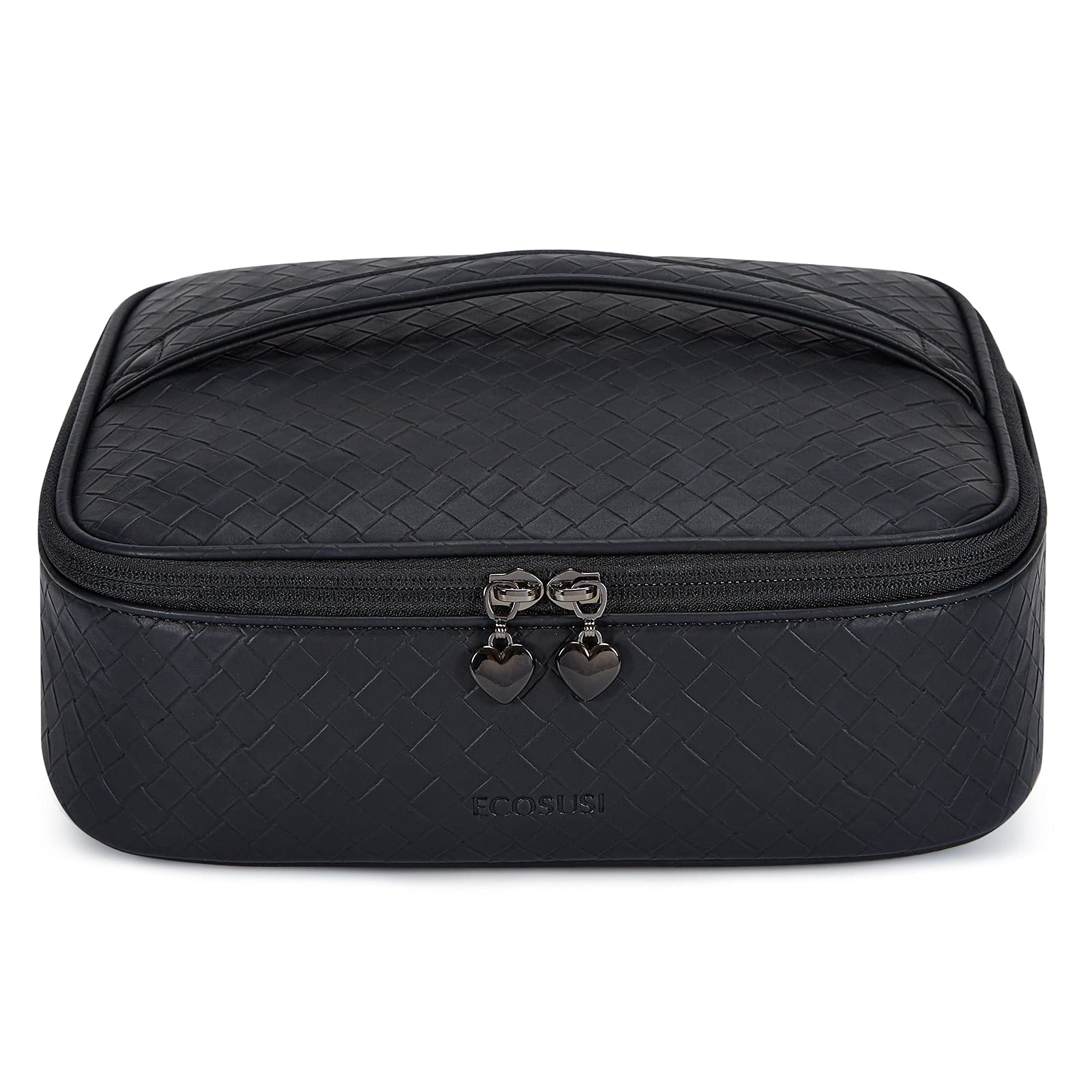 Premium Leather Makeup Bag for Women - Large Cosmetic Organizer with Detachable Brush Pocket, Travel Toiletry Case for Makeup Brushes & Accessories | Perfect for Travel, Home Storage & Gift Giving