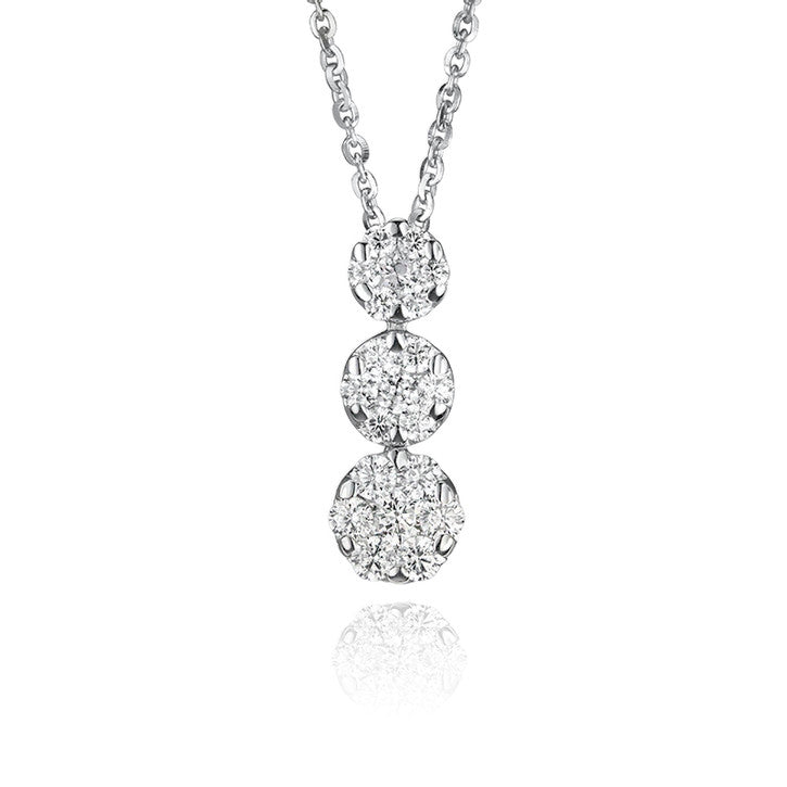 18K White Gold Cubic Zirconia Drop Necklace - Elegant Dangling Pendant for Women | Perfect for Weddings, Parties & Special Occasions