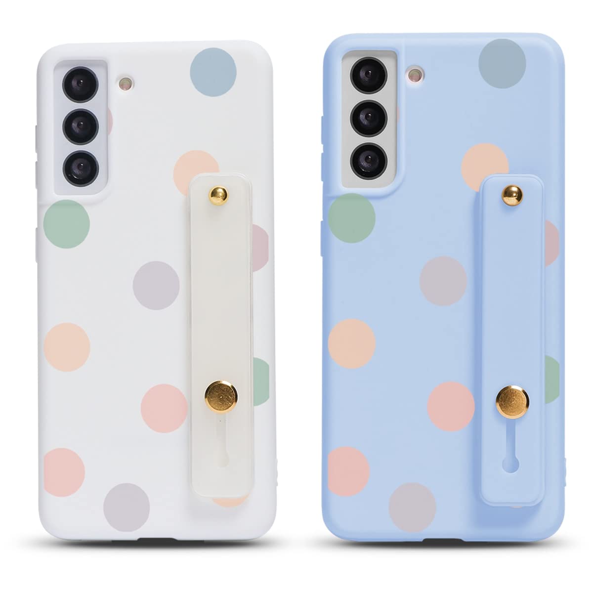 2 Pack Cute Dots Print Soft Silicone TPU Case with Wrist Strap for Samsung Galaxy A02 6.5 Inch - Shockproof Protective Phone Cover for Women Girls (Perfect for Daily Use, Shopping & Outdoor Activities)