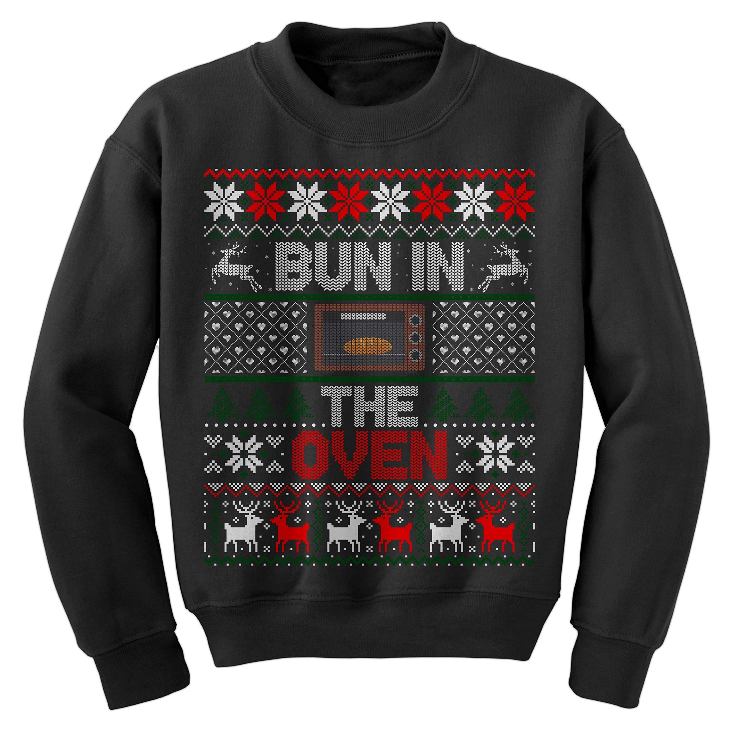 Bun in The Oven Pregnancy Christmas Ugly Sweater - Funny Maternity Noel Xmas Shirt for Holiday Parties & Family Photos