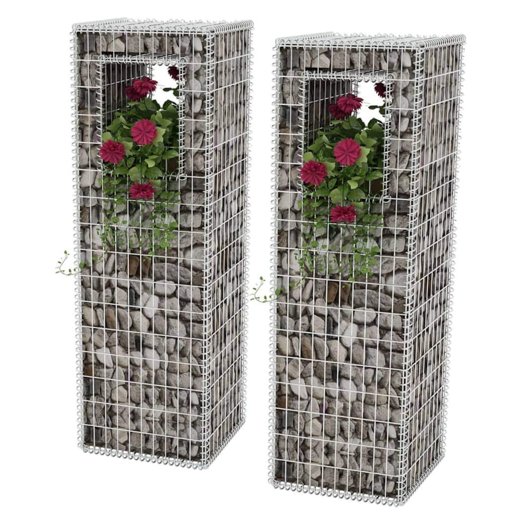 Galvanized Steel Gabion Basket Fence Panels - 2 Pack 19.7