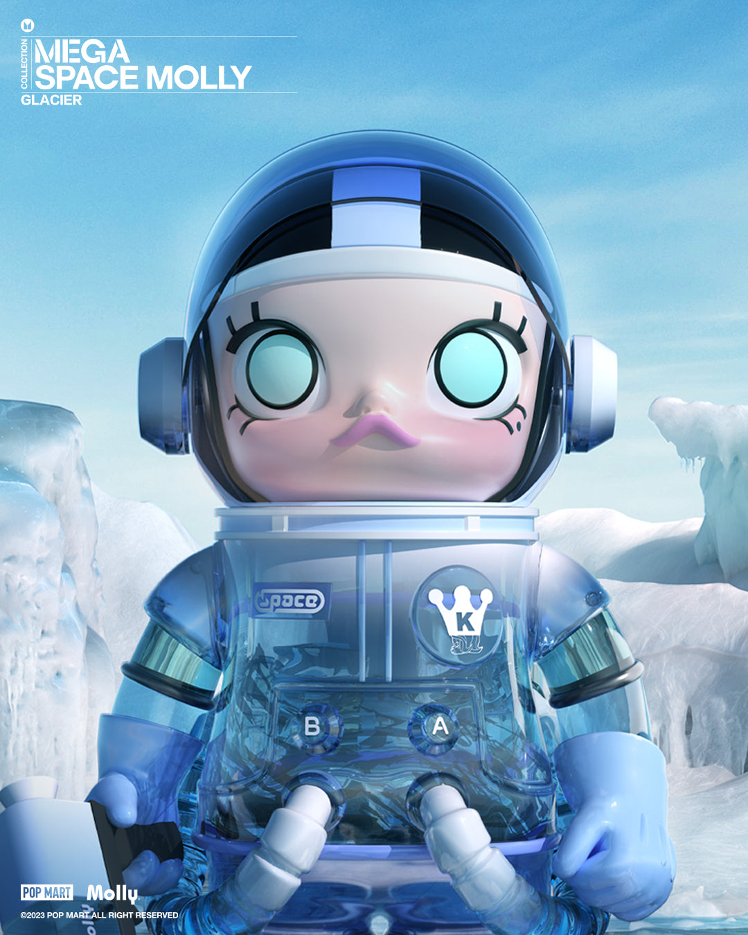 POP MART MEGA SPACE Molly 400% Glacier Collectible Vinyl Figure - Limited Edition Art Toy for Display & Decoration - Perfect for Home Office Shelf, Anime Collection, and Gift Giving