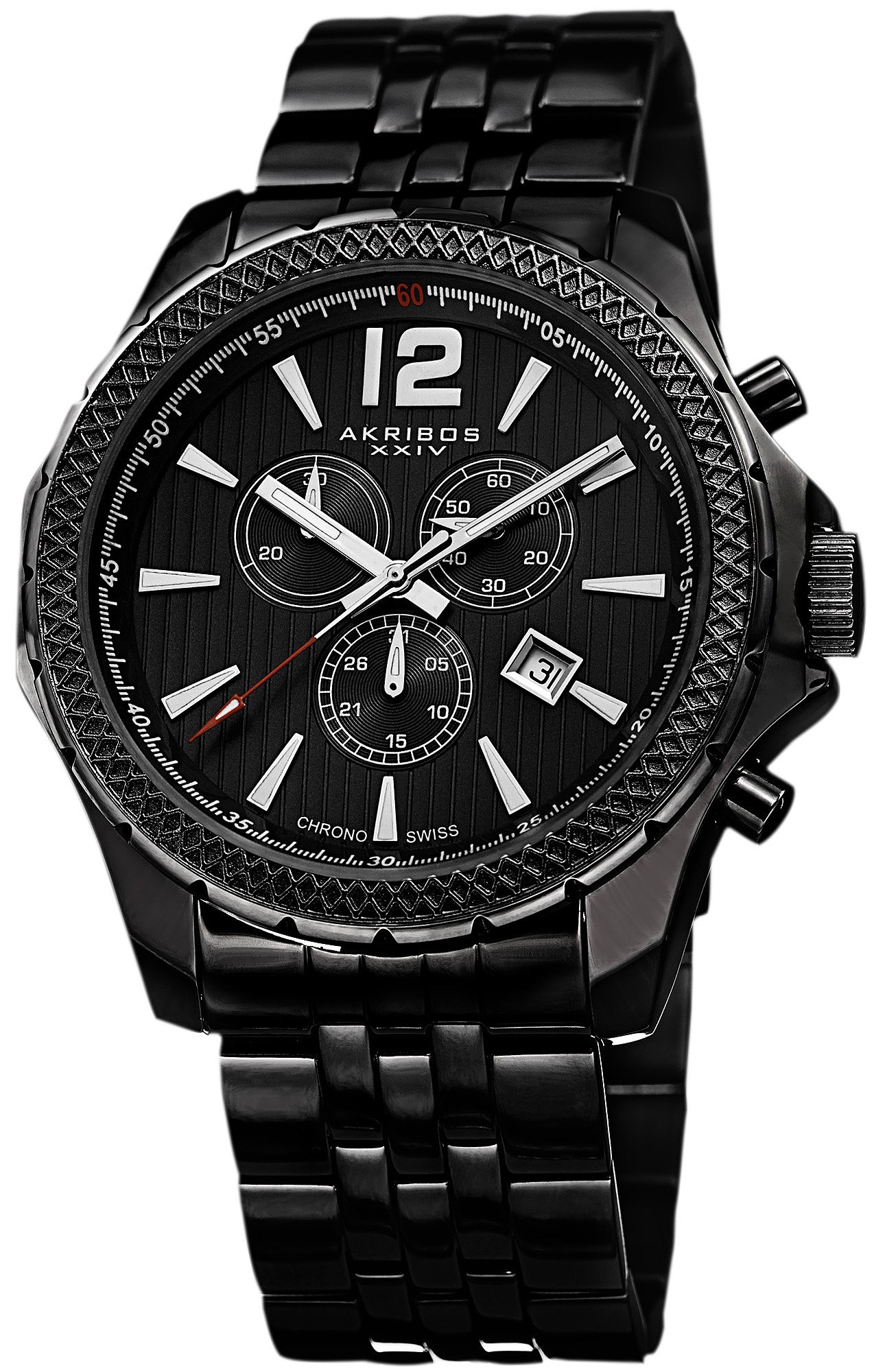 Akribos XXIV Men's AK662 Swiss Quartz Chronograph Watch - Stainless Steel Bracelet, Colored Dial - Perfect for Business, Casual & Formal Occasions