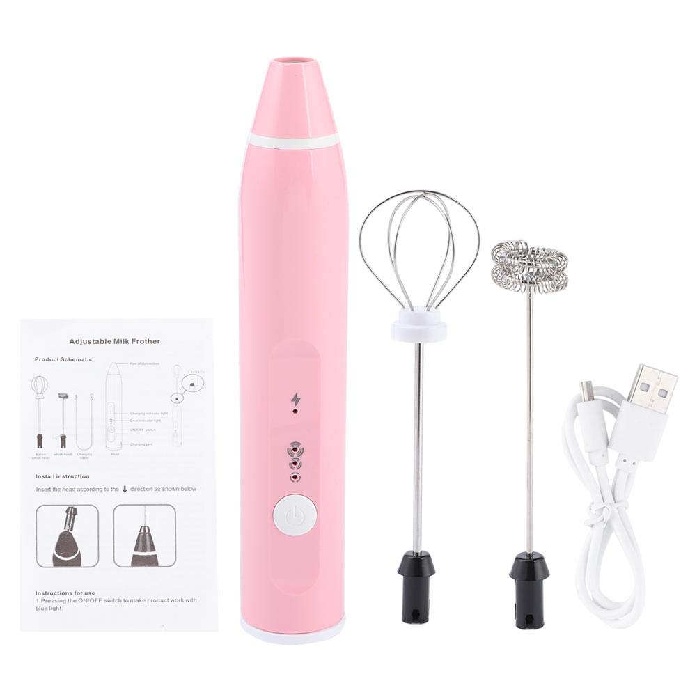 Rechargeable Electric Hand Mixer - Portable Handheld Blender for Coffee, Eggs, and Baking | Kitchen Tool for Whipping, Frothing, Mixing | Perfect for Home, Cafe, and Small Kitchen Use (Pink)