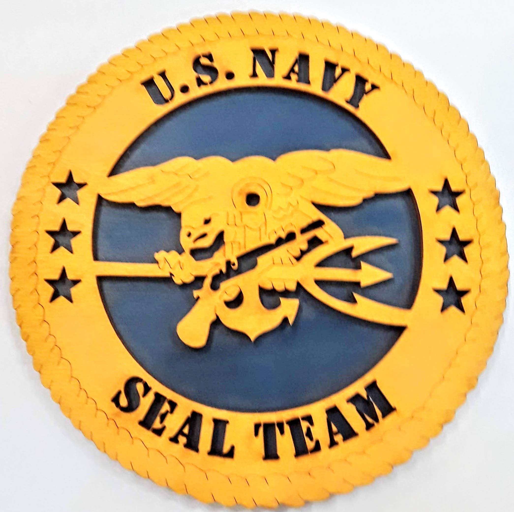 US Navy SEAL Team Wooden Desk Plaque - Military Gift for Veterans, Officers & Collectors | Perfect for Office Decor, Home Display & Military Appreciation Gifts