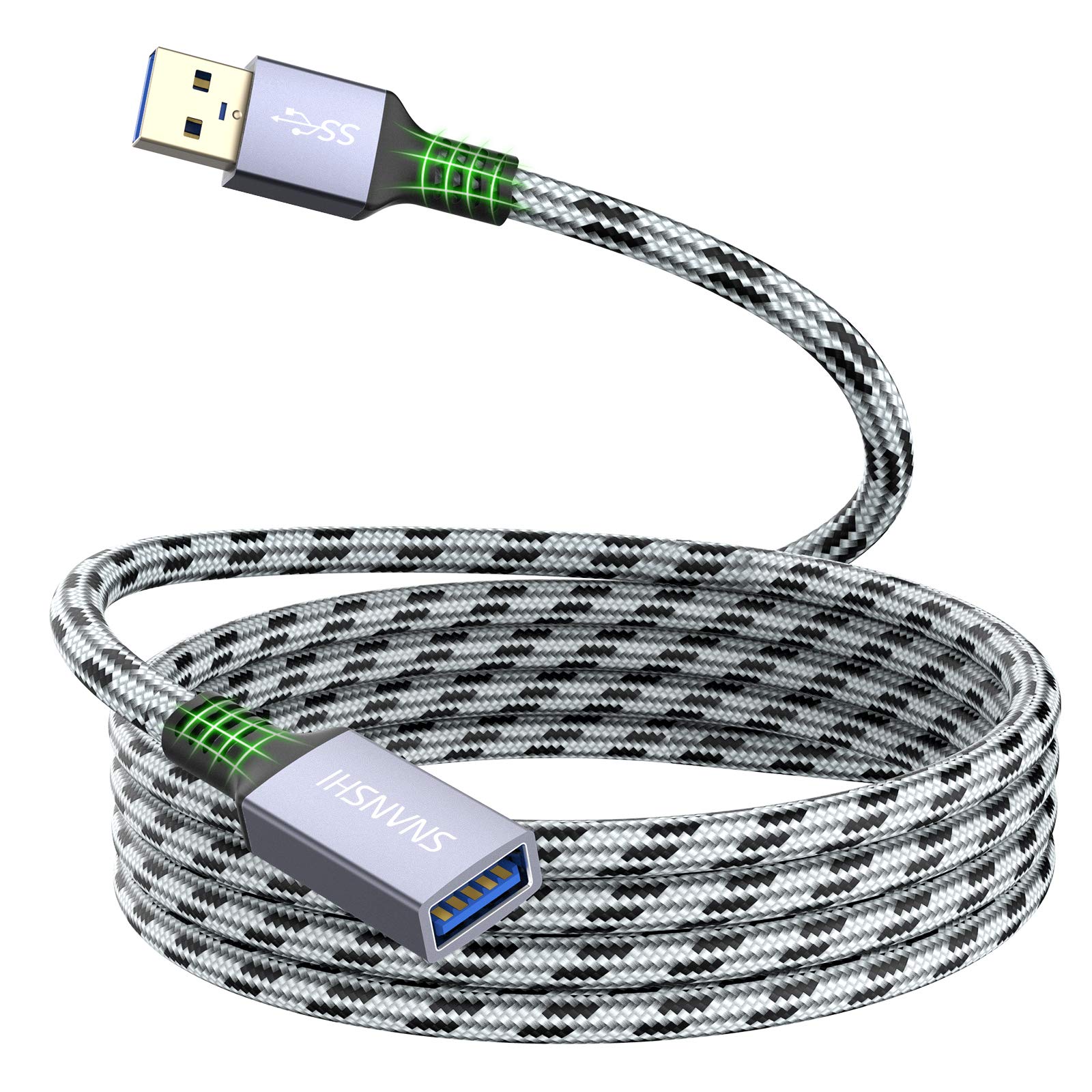 20ft USB 3.0 Extension Cable - Nylon Braided High Speed USB Extender for Webcam, Printer, Mouse, Keyboard, Flash Drive | Durable Long USB Cable for Home Office, Gaming & Computer Accessories