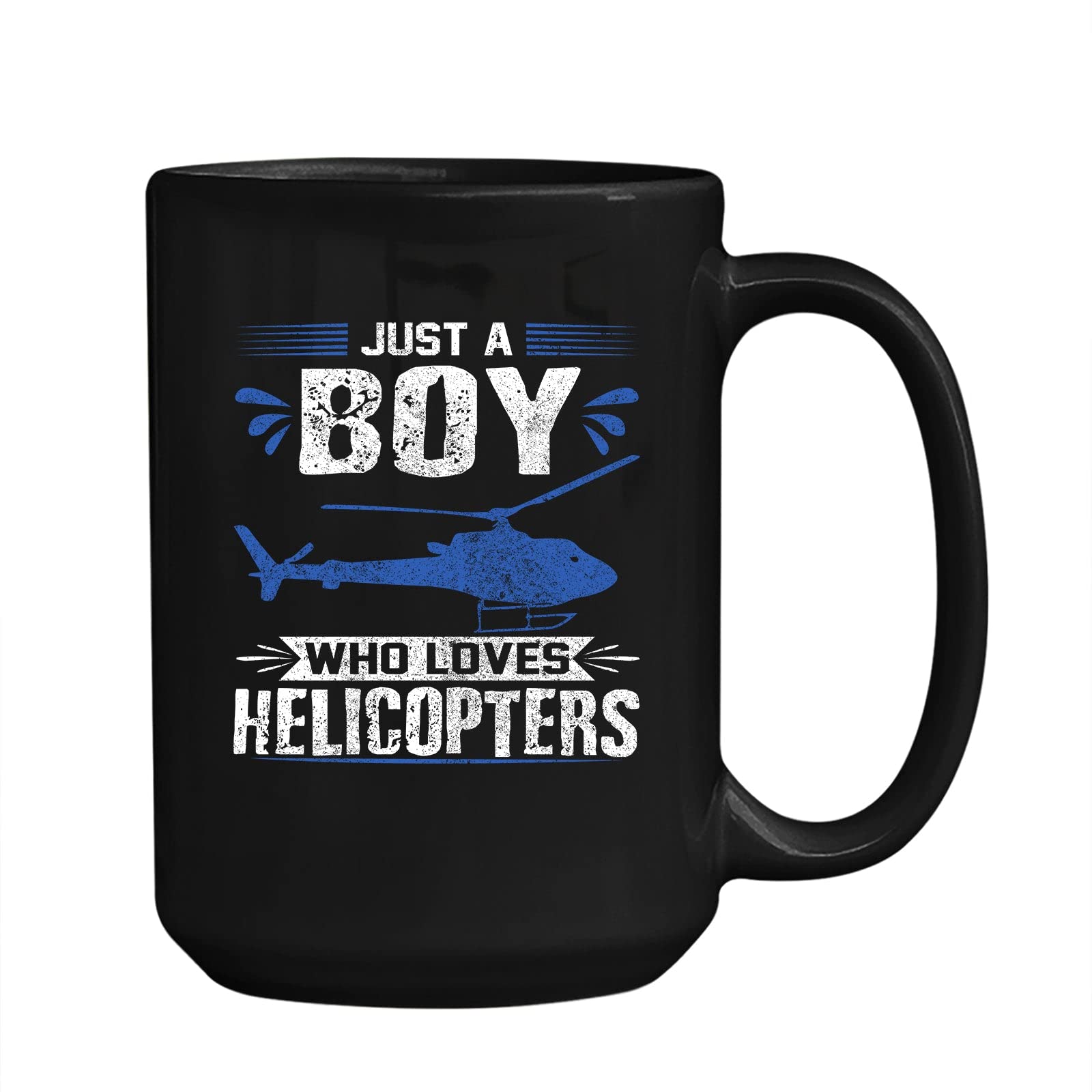 Just A Boy Who Loves Helicopters Coffee Mug | Unique 11oz & 15oz Helicopter Ceramic Mug | Customizable Black Tea Cup | Perfect Birthday Gift for Helicopter Enthusiasts | Ideal for Office, Home Use or Aviation-Themed Parties