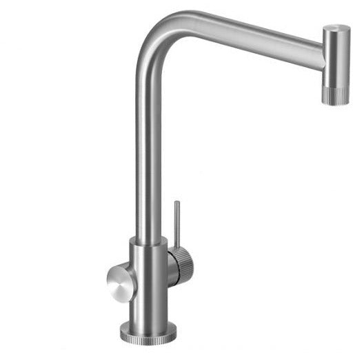 KNSH 1000 BSS Brushed Stainless Steel Single Handle Contemporary Kitchen Faucet - Modern Pull-Down Sprayer for Easy Cooking & Cleaning