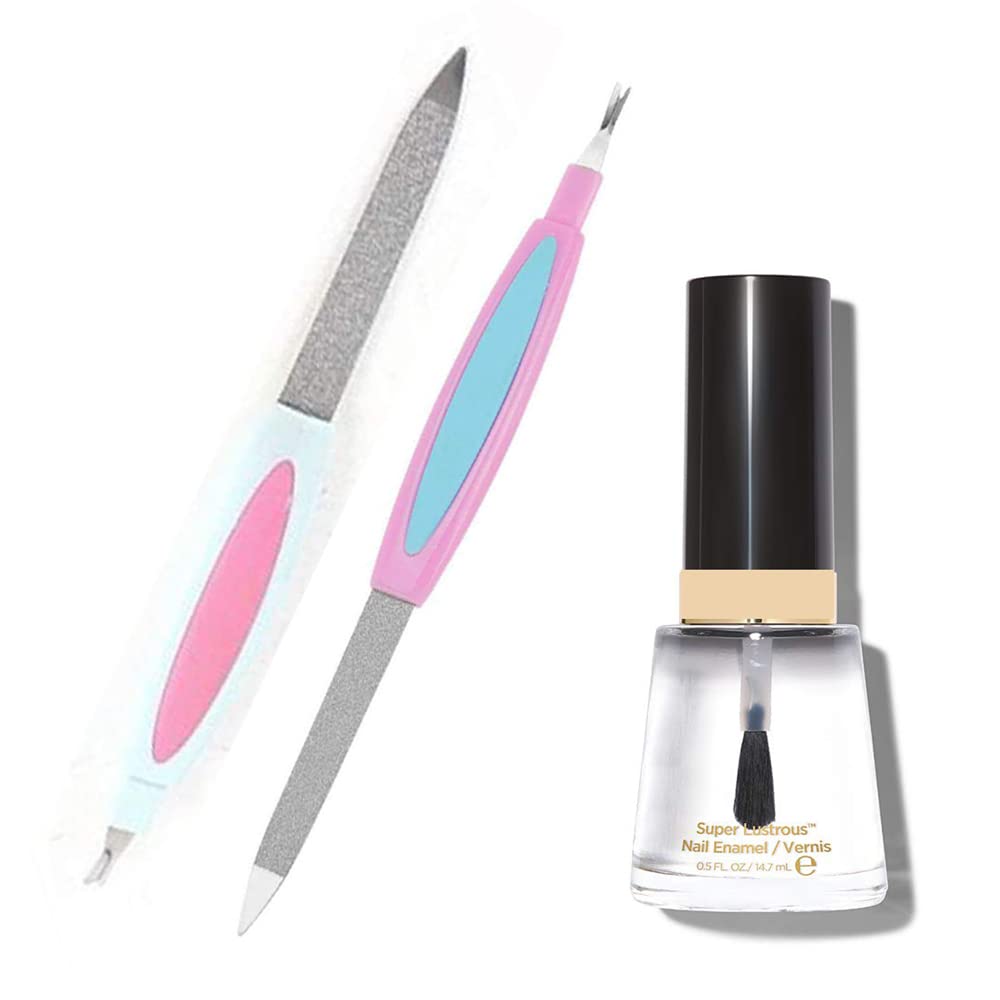 Premium Stainless Steel Nail File Set - 2 Pack Double Sided Manicure & Pedicure Tools with Nail Buffer, Trimmer and Cuticle Remover | Perfect for Home Nail Care, Salon Professionals & Travel Essentials