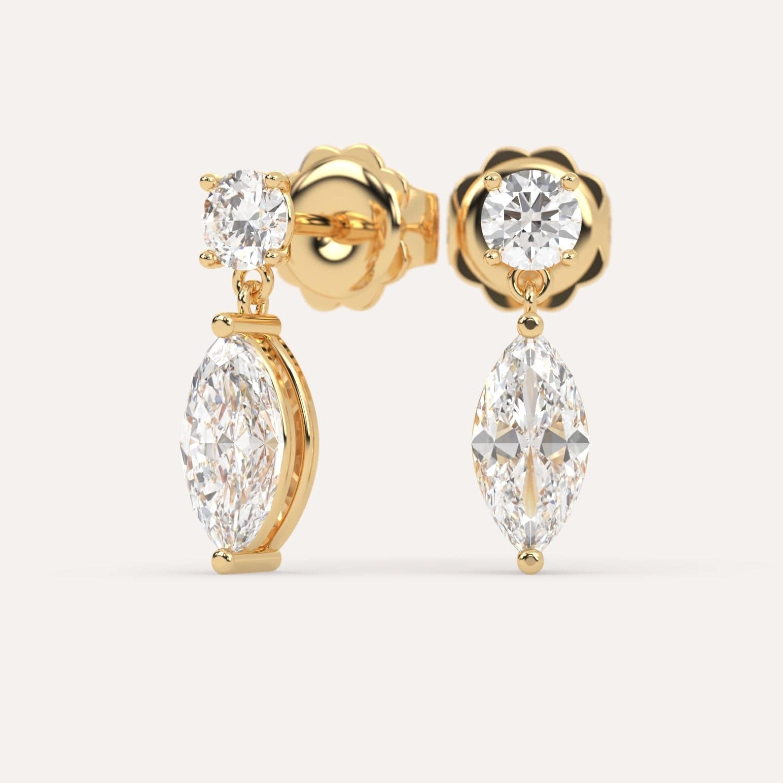 2 Carat Marquise Cut Diamond Drop Earrings - Dangling Elegance for Weddings & Special Occasions