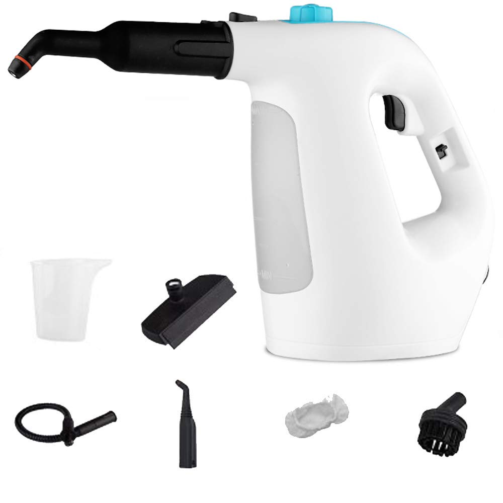 CGOLDENWALL 1500W Handheld Steam Cleaner - High Pressure & High Temperature Chemical-Free Cleaning for Floors, Kitchen, Bathroom - Portable Steamer for Home Deep Cleaning (White, No Floor Brush) | Perfect for Sanitizing Tiles, Grout, Countertops & More