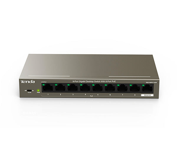9-Port Gigabit Ethernet Switch with 8 PoE+ Ports - High-Speed Network Switch for Home Office, Gaming, and Smart Home Devices