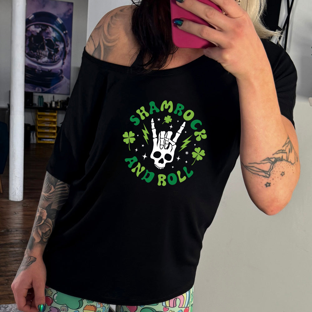 Shamrock and Roll Slouchy Tee - Soft Relaxed Fit Casual T-Shirt for Women | Perfect for St. Patrick's Day, Festivals & Everyday Wear