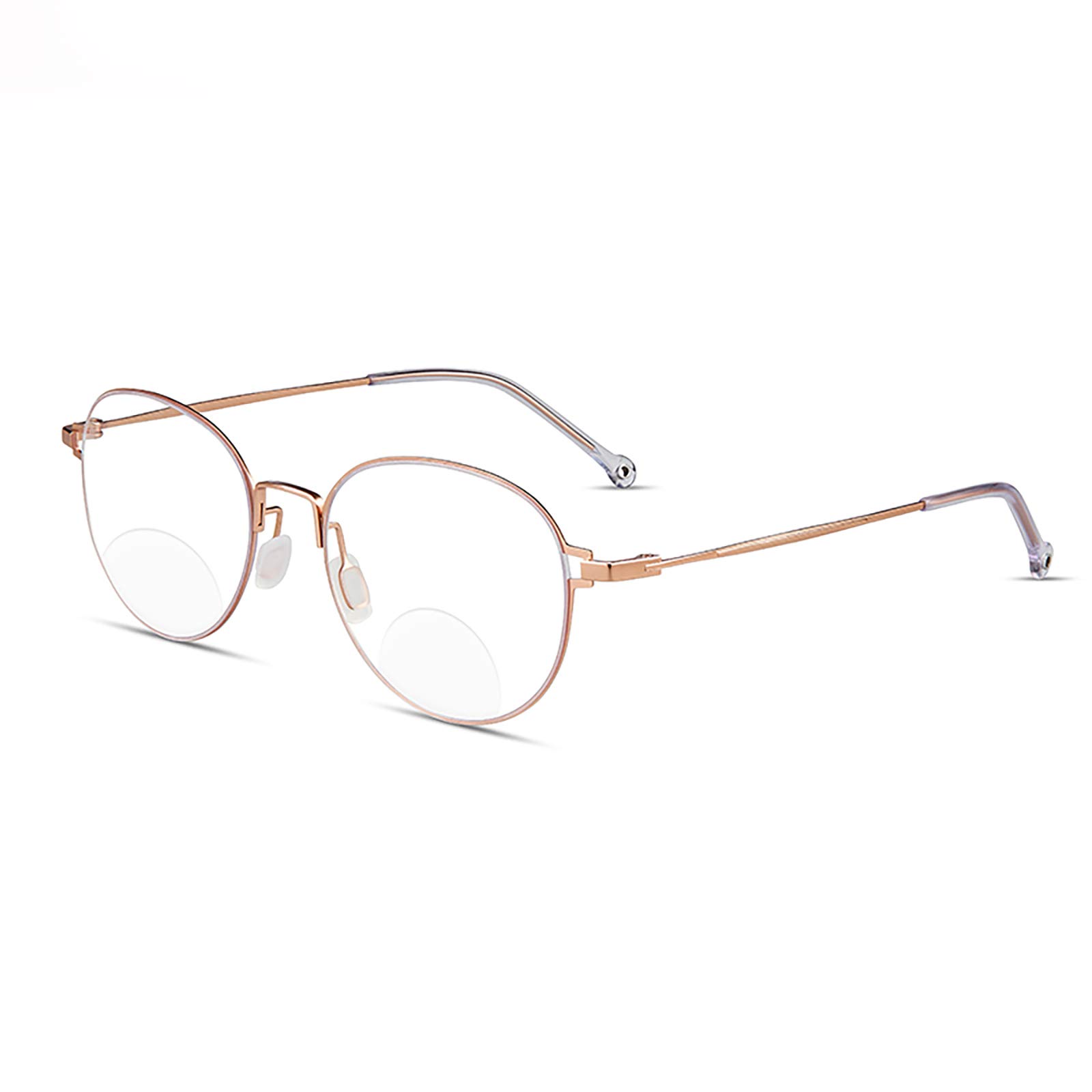 Blue Light Blocking Reading Glasses for Women - Stylish Round Frame Bifocal Readers for Gaming, Reading & Computer Use - Lightweight +3.0 Magnification for Near & Far Vision - Perfect for Office, Home & Travel