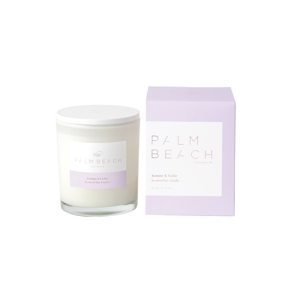 Palm Beach Mini Scented Candle 90g - Jasmine & Cedar Fragrance for Home, Bathroom & Relaxation