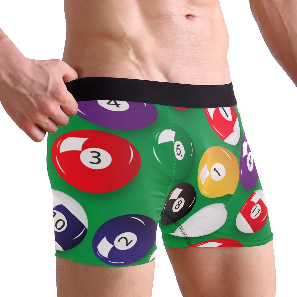 ALAZA Colorful Billiards Balls Print Men's Boxer Shorts - Soft Cotton Underwear for Casual Wear & Sports