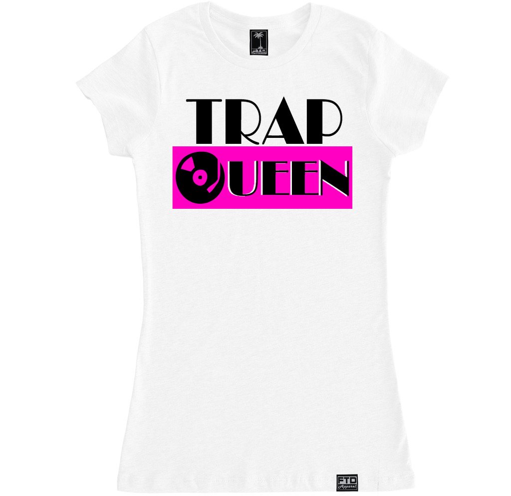 FTD Apparel Women's Trap Queen Graphic T-Shirt - Soft Cotton Tee for Casual Wear, Street Style & Music Festival Outfits