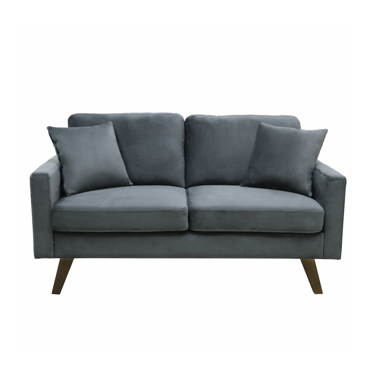 CozyCloud Grey Velvet Loveseat Sofa - Small Couch for Living Room, Bedroom & Apartment - Plush Upholstered 2-Seater with Solid Wood Legs - Perfect for Relaxing, Reading & Small Spaces