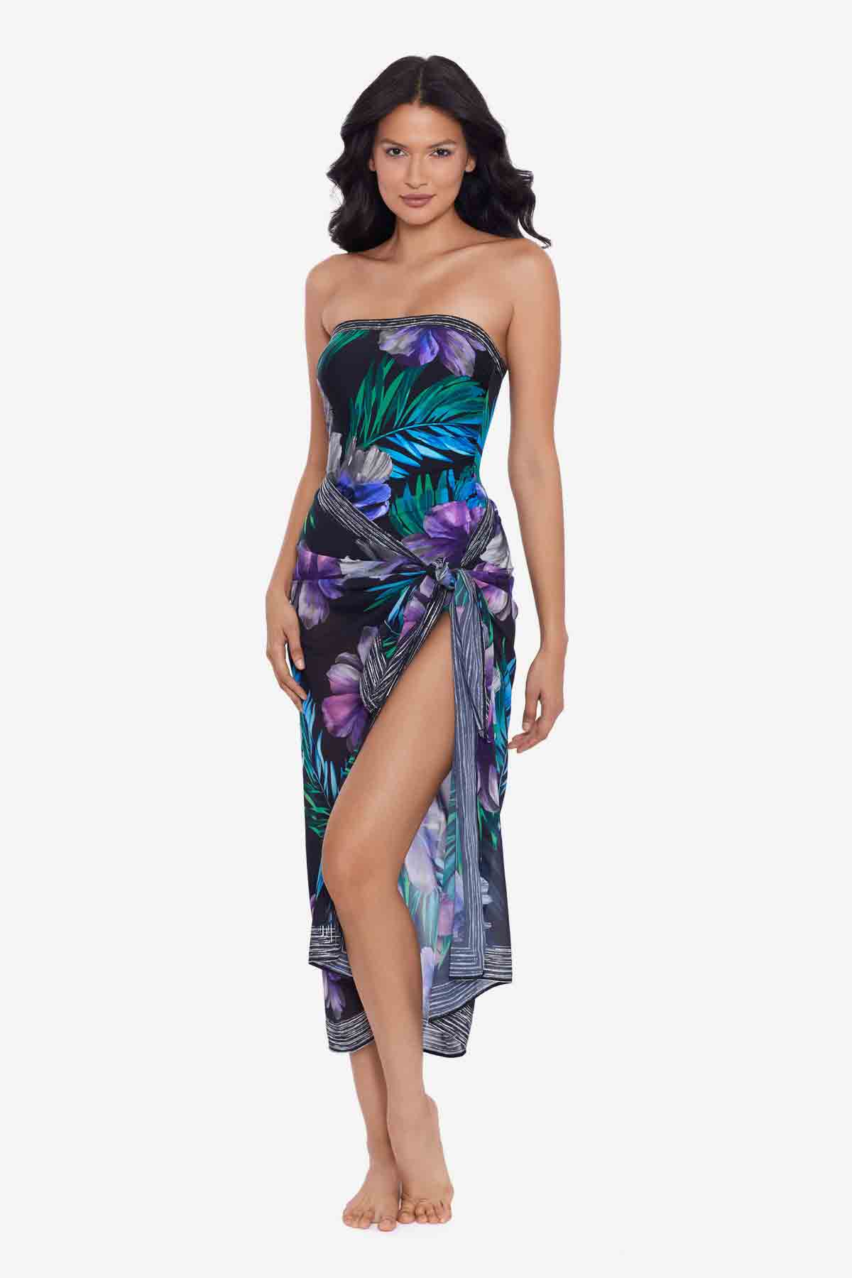 Floral Print Scarf Pareo Cover Up - Lightweight Beach Wrap for Women, Summer Shawl for Pool, Beach, and Vacation Outfits