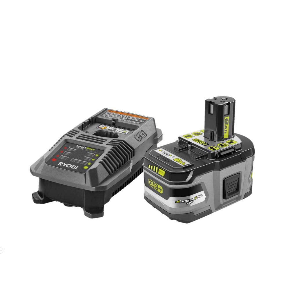 Ryobi P151 18V ONE+ Lithium+ HP 6.0Ah Battery Starter Kit with (1) 6.0Ah Battery & (1) 18V Dual Chemistry IntelliPort Charger - Perfect for Power Tools, DIY Projects, and Home Improvement Tasks
