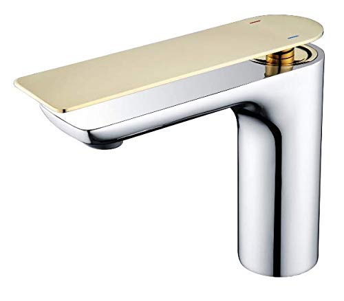 NOBLE La Vie Luxury 1 Hole Single Handle Bathroom Faucet in Gold & Chrome - Perfect for Modern Bathroom Sink Installation & Home Renovation