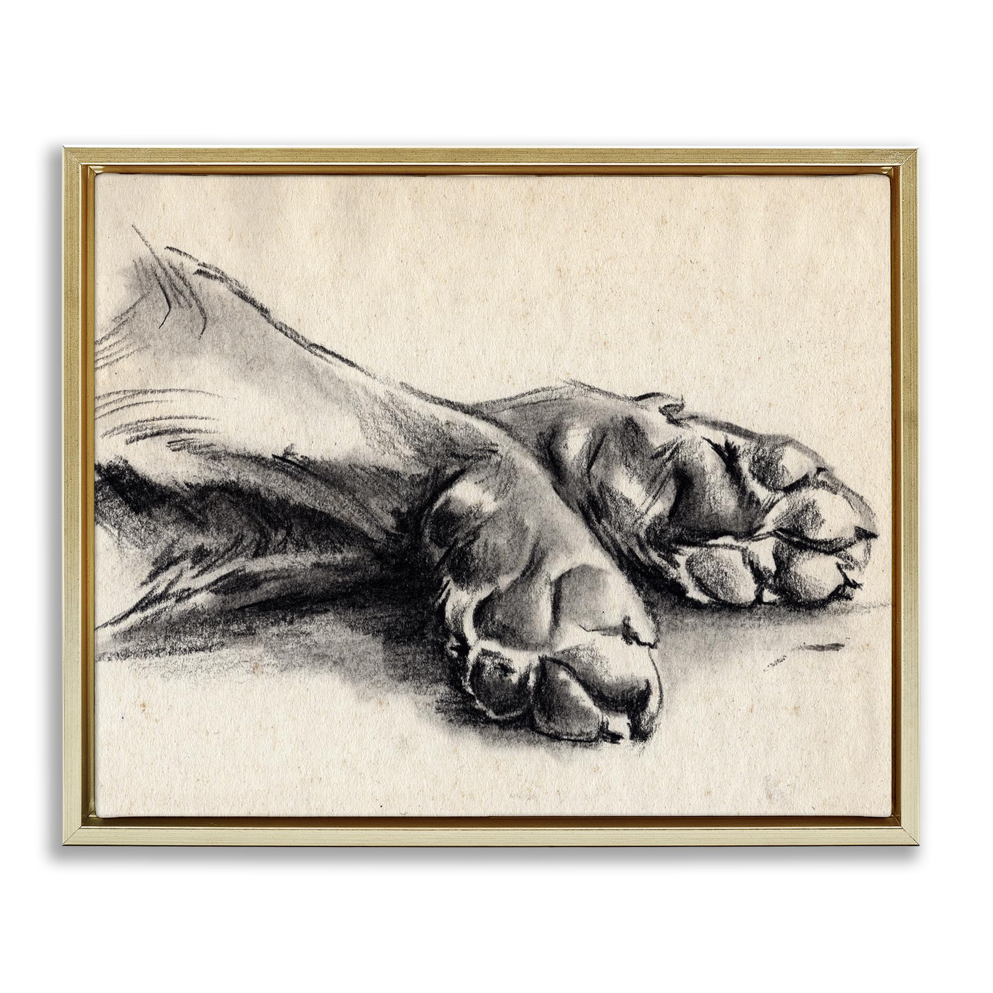 Striking Dog Paw Charcoal Art Print - Minimalist Tan & Black Framed Wall Decor by Jennifer Paxton Parker | Perfect for Pet Lovers' Living Room, Bedroom or Office