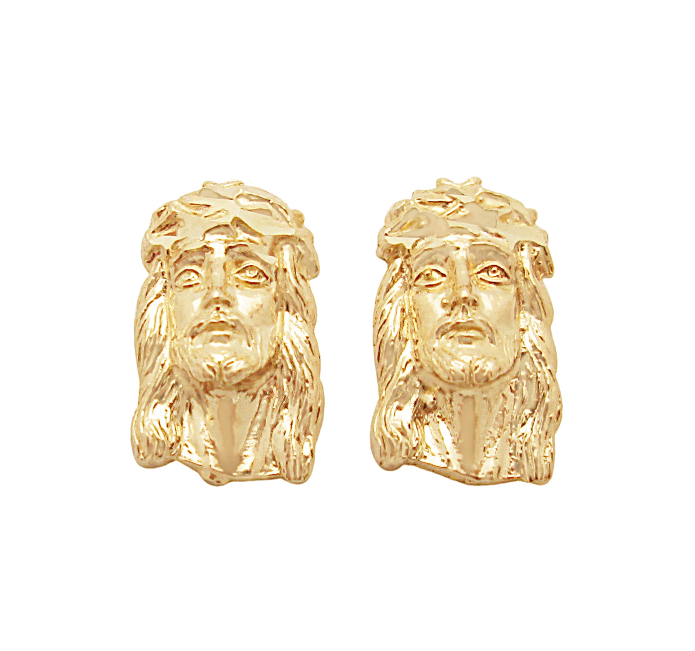 10K Yellow Gold Jesus Earrings for Men - 0.5