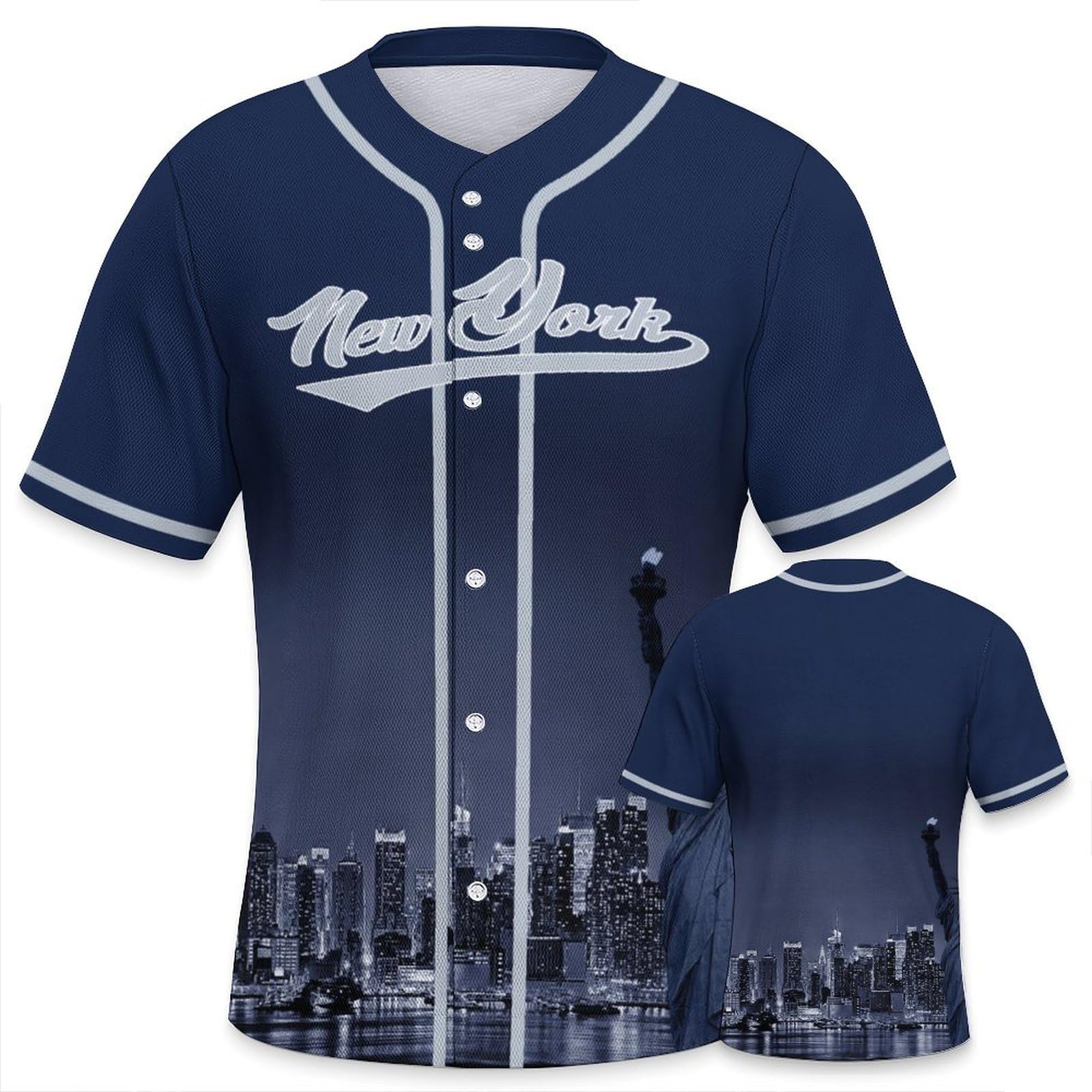 Men's Baseball City Night Skyline Jersey Shirt - Custom Printed Fan Apparel (Sizes S-2XL) - Perfect for Baseball Games, Fan Gifts & Sports Enthusiasts