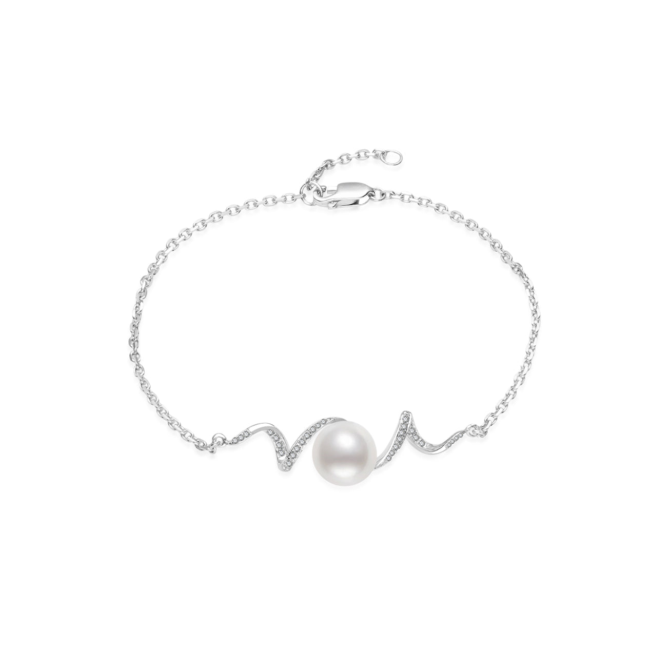 18K Gold Diamond Hanadama Akoya Pearl Bracelet for Women - Premium Japanese Cultured Pearl Jewelry Gift (KB00047) | Perfect for Weddings, Anniversaries & Special Occasions