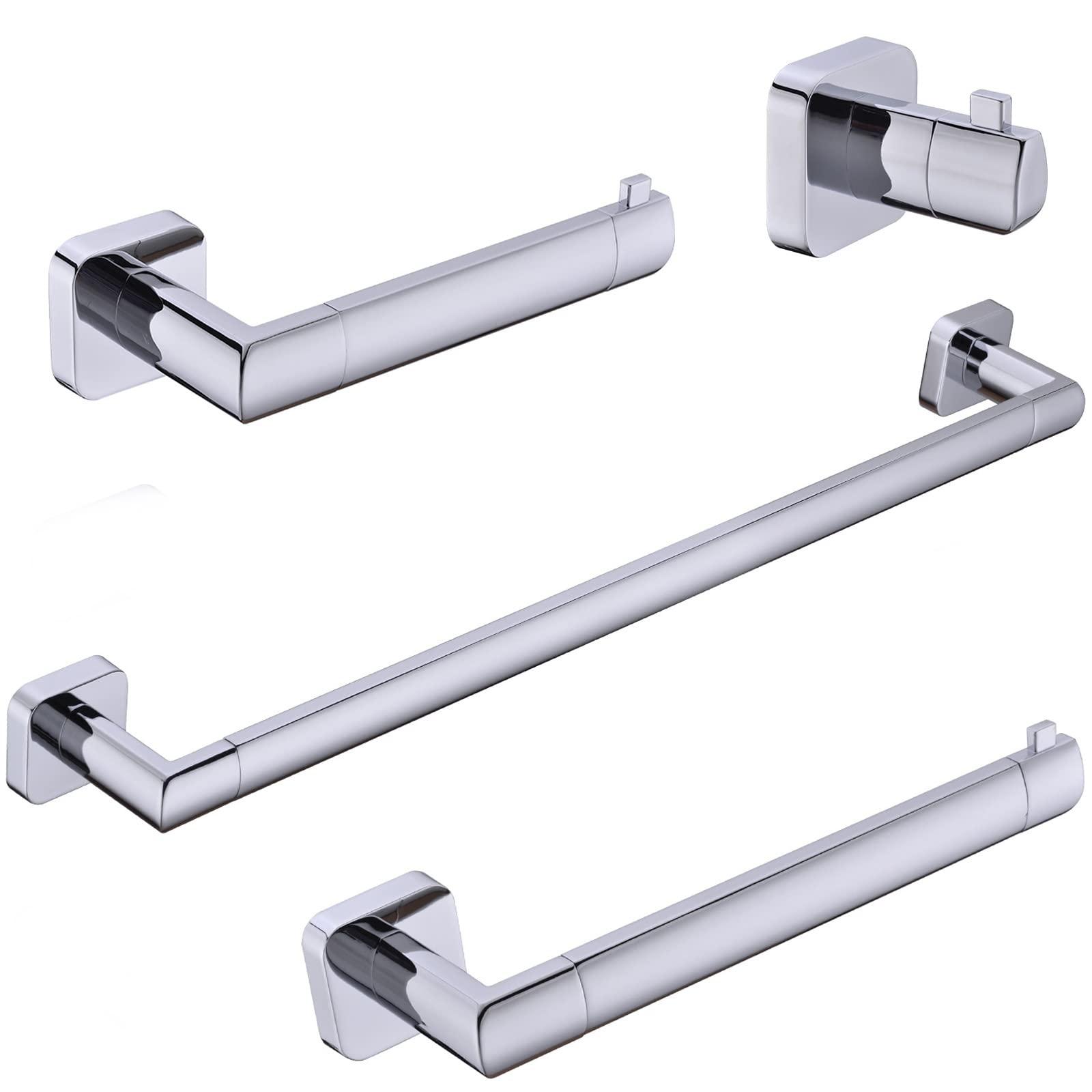 TRUSTMI 4-Piece Stainless Steel Bathroom Hardware Set - Wall Mounted Towel Bar Holder with Polished Chrome Finish | Perfect for Modern Bathrooms, Showers & Spa-Style Home Decor