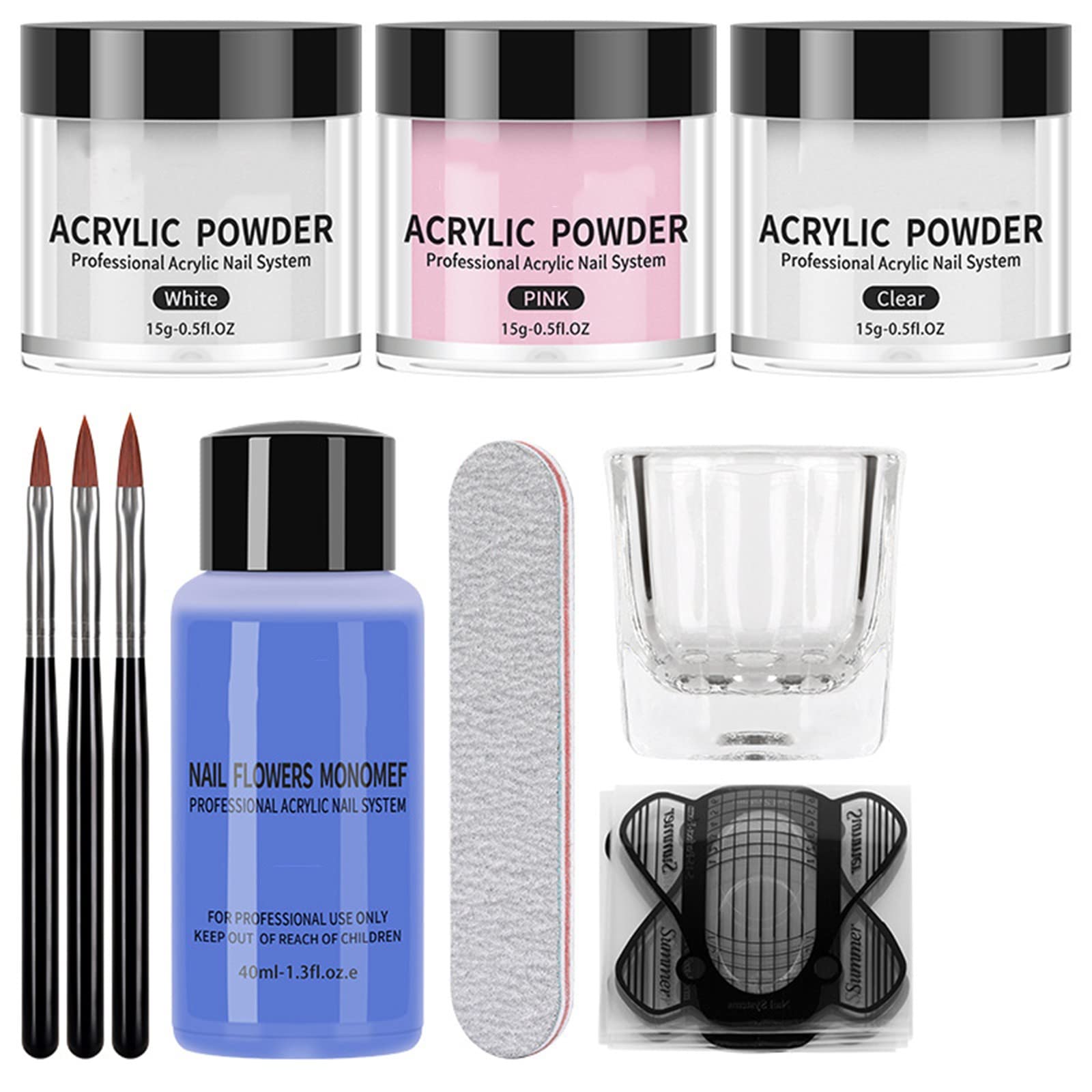 Professional Acrylic Nail Kit with 40ml Multicolor Powder Set - Complete Nail Extension & Manicure Supplies for Salon & Home Use