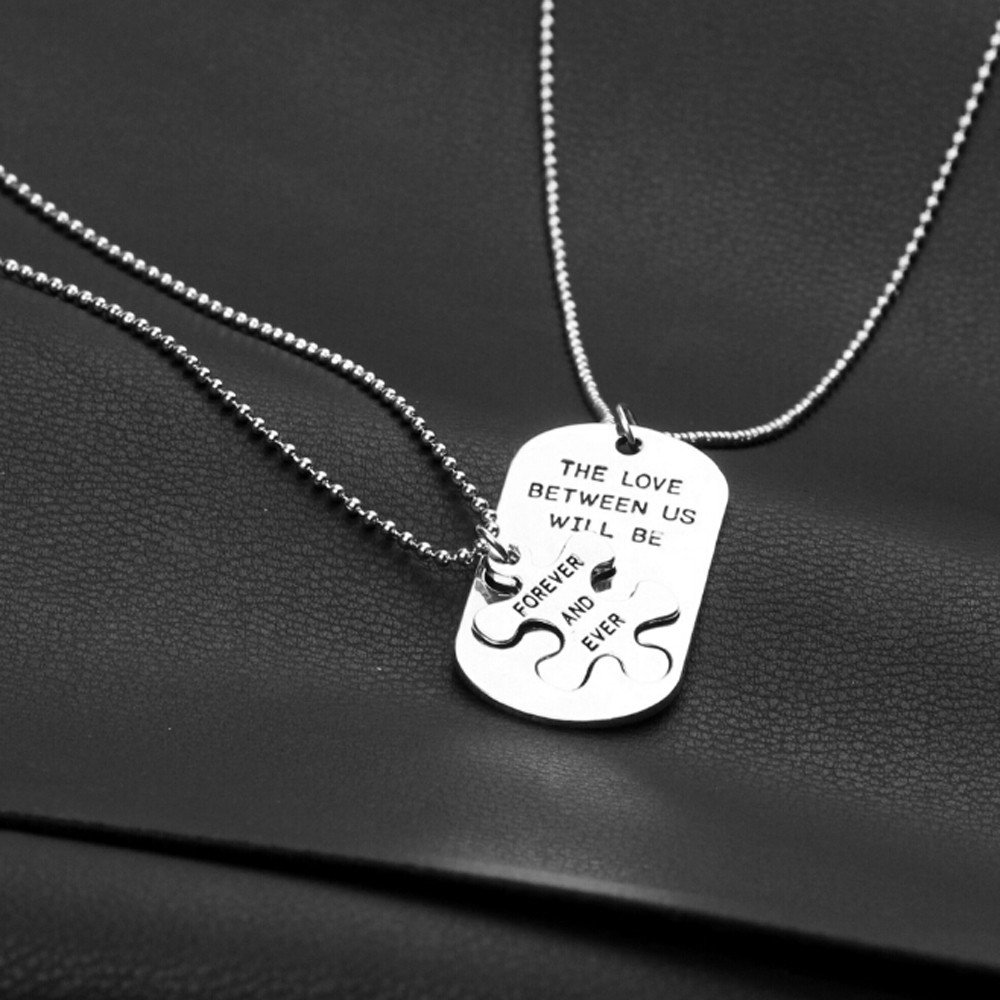 Between Us Couple Necklace - Stainless Steel Love Pendant for Women & Men - Romantic Birthday Gift for Her, Anniversary, Valentine's Day - Matching His & Hers Jewelry Set
