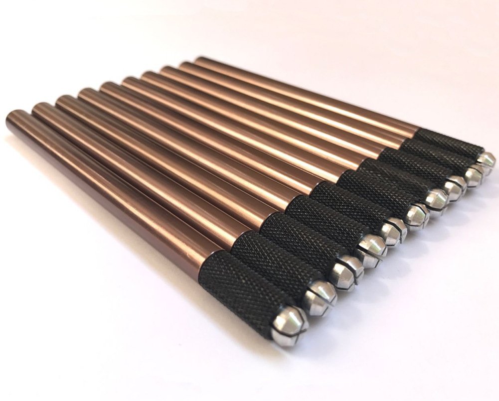 Professional Stainless Steel Microblading Tool Kit - 10Pcs Eyebrow Blade Handles for Permanent Makeup & Tattoo - Perfect for Salon, Spa & Home Eyebrow Shaping