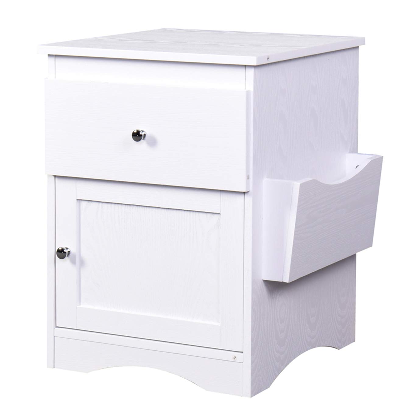 Teeker Multifunctional Bedside Storage Cabinet with Drawers & Magazine Rack - Space Saving Nightstand for Small Bedrooms, Living Room, or Office (White)