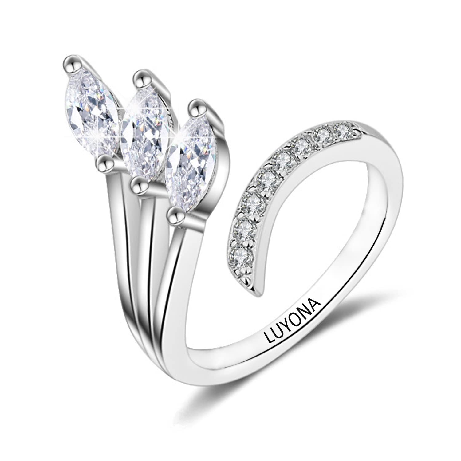 Luyona Marquise Cut Moissanite Phoenix Open Ring - Vintage Inspired Engagement Band for Women, Wedding, Anniversary Gift with Gift Box - Perfect for Proposals, Bridal Jewelry & Special Occasions