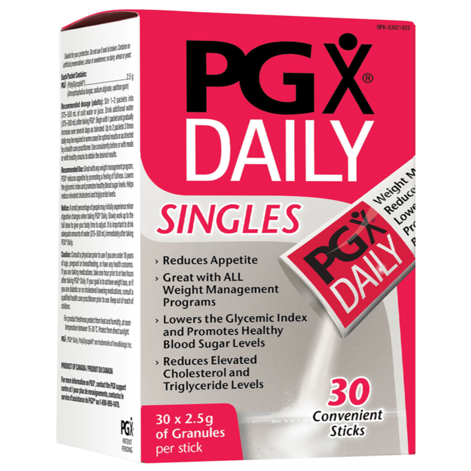 Natural Factors PGX Daily Singles - 30 Packets x 2.5g | Soluble Fiber Supplement for Weight Management & Blood Sugar Support | Perfect for Smoothies, Shakes & Healthy Recipes