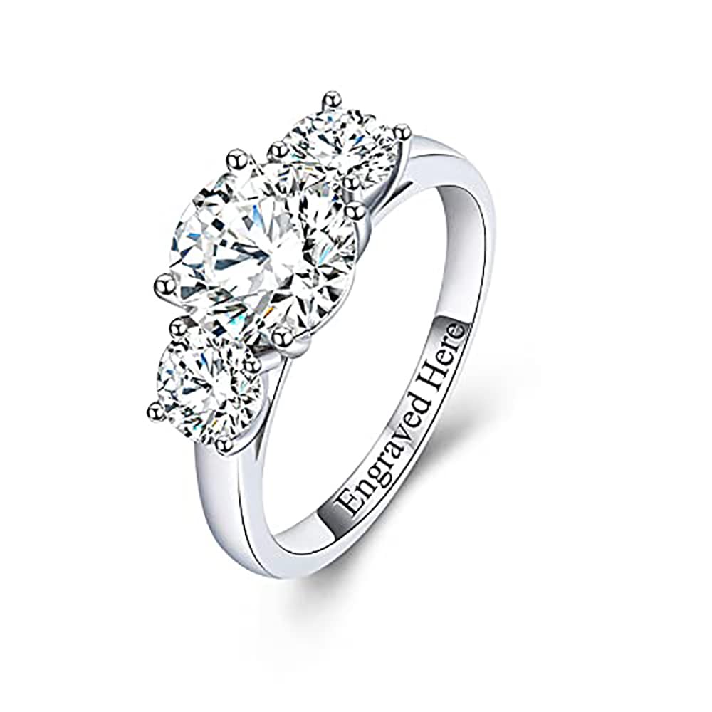 DIYA Women's Sterling Silver Moissanite Engagement Rings - Custom Engraved Promise, Anniversary & Wedding Rings | Perfect for Proposals, Vow Renewals & Special Occasions